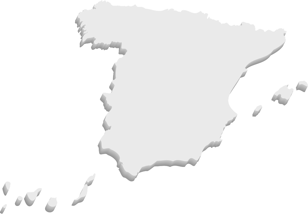 La imagen muestra el mapa de España, y mediante una extensión se marcan las delegaciones.