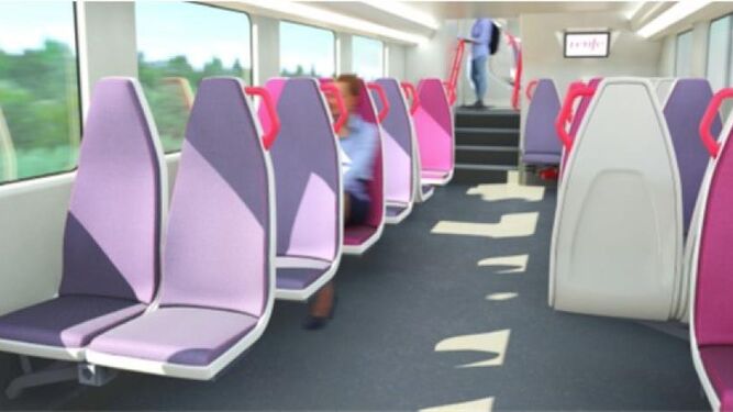 La imagen muestra como se vería el nuevo tren de RENFE, hecho vía renderización.